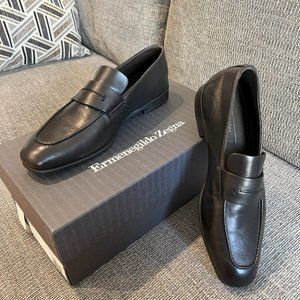Ermenegildo Zegna Men's Soft Leather L'asola Loafer - Blk 9.5 US
